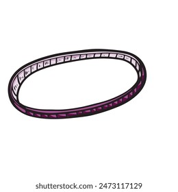 Engraved onion ring line drawing isolated on white background.
