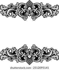 engraved ornament element design for border, editable color