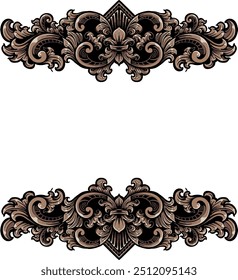 Diseño grabado del elemento del ornamento para la frontera, color editable