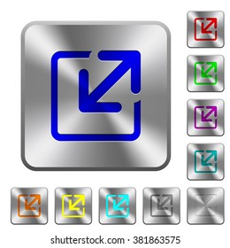 Engraved resize window icons on rounded square steel buttons