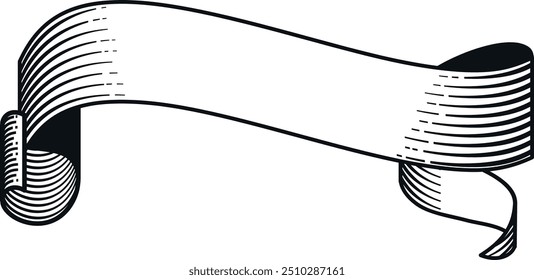 Engraved retro ribbon banner scroll blank template