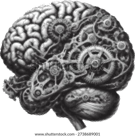 Engraved side view of human brain replaced with intricate mechanical clockwork gears