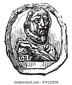 Engraved stone attributed to Guillaume Dupre, vintage engraved illustration. Magasin Pittoresque 1876.
