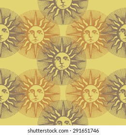 engraved sun seamless pattern