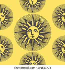 engraved sun seamless pattern