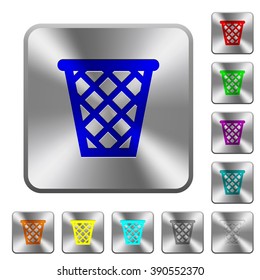 Engraved trash icons on rounded square steel buttons