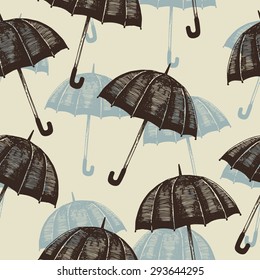 engraved umbrella seamless pattern