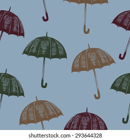 engraved umbrella seamless pattern