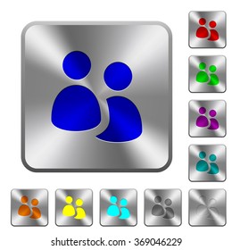 Engraved user group icons on rounded square steel buttons