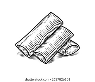Engraved Vector Cannoli Illustration. Traditional Italian Pastry and Dessert Design.