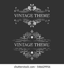 Engraved Vintage black antique vector frame on black background