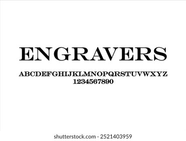 Fuente de grabadores para logotipo y titular. Tipografía de Vector aislado