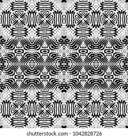Engraving abstract endless monochrome pattern. Texture for certificate or diploma, currency and money design. Single-leaf woodcut, xylography, printmaking. Vector Illustration
