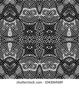 Engraving abstract endless monochrome pattern. Texture for certificate or diploma, currency and money design. Single-leaf woodcut, xylography, printmaking. Vector Illustration