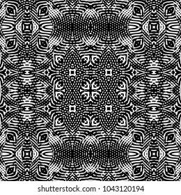 Engraving abstract endless monochrome pattern. Texture for certificate or diploma, currency and money design. Single-leaf woodcut, xylography, printmaking. Vector Illustration