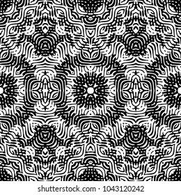 Engraving abstract endless monochrome pattern. Texture for certificate or diploma, currency and money design. Single-leaf woodcut, xylography, printmaking. Vector Illustration