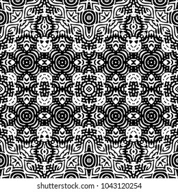 Engraving abstract endless monochrome pattern. Texture for certificate or diploma, currency and money design. Single-leaf woodcut, xylography, printmaking. Vector Illustration