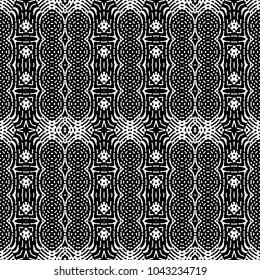 Engraving abstract endless monochrome pattern. Texture for certificate or diploma, currency and money design. Single-leaf woodcut, xylography, printmaking. Vector Illustration