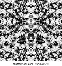 Engraving abstract endless monochrome pattern. Texture for certificate or diploma, currency and money design. Single-leaf woodcut, xylography, printmaking. Vector Illustration
