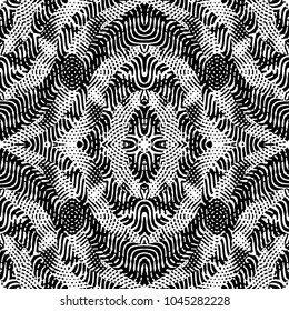 Engraving abstract endless monochrome pattern. Texture for certificate or diploma, currency and money design. Single-leaf woodcut, xylography, printmaking. Vector Illustration