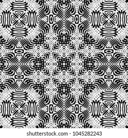 Engraving abstract endless monochrome pattern. Texture for certificate or diploma, currency and money design. Single-leaf woodcut, xylography, printmaking. Vector Illustration