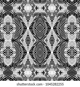 Engraving abstract endless monochrome pattern. Texture for certificate or diploma, currency and money design. Single-leaf woodcut, xylography, printmaking. Vector Illustration