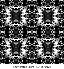 Engraving abstract endless monochrome pattern. Texture for certificate or diploma, currency and money design. Single-leaf woodcut, xylography, printmaking. Vector Illustration