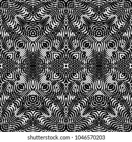 Engraving abstract endless monochrome pattern. Texture for certificate or diploma, currency and money design. Single-leaf woodcut, xylography, printmaking. Vector Illustration