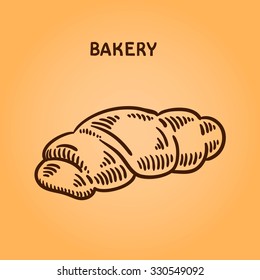 Engraving bakery illustration. Hand drawn doodle. Retro style