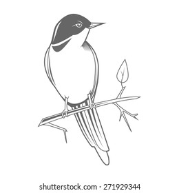 Engraving bird nightingale emblem vector illustration 1