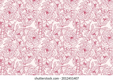 Patrón botánico de grabado. Patrón botánico herbal. Hoja natural. Florecimiento del contorno grabado. Papel pintado de flores. Composición decorativa de hierbas forestales, ornamento. Obra de arte de flores ecológicas. Ilustración vectorial.  
