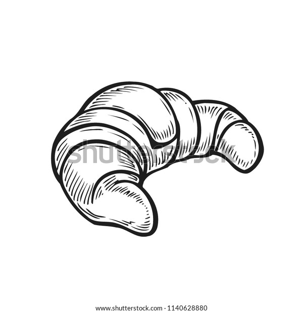 Engraving Croissant Hand Drawn Food Illustration Stock Vector (Royalty ...