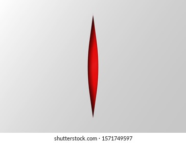 engraving cut, paper cutting red color. Beauty vagina concept abstract logo, sign symbol or mark vector. Slashes style background 