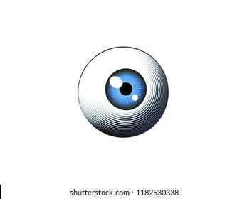 Engraving drawing human eyeball illustration isolated on white background