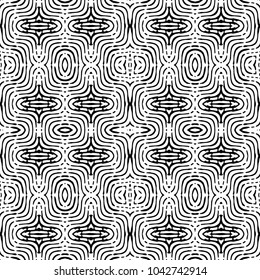 Engraving endless abstract monochrome pattern. Texture for certificate or diploma, currency and money design. Single-leaf woodcut, xylography, printmaking. Vector Illustration