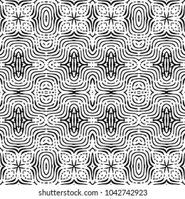 Engraving endless abstract monochrome pattern. Texture for certificate or diploma, currency and money design. Single-leaf woodcut, xylography, printmaking. Vector Illustration