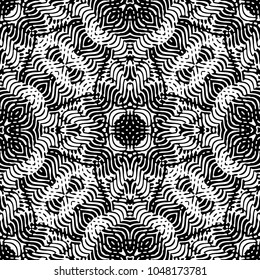 Engraving endless abstract monochrome pattern. Texture for certificate or diploma, currency and money design. Single-leaf woodcut, xylography, printmaking. Vector Illustration