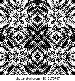 Engraving endless abstract monochrome pattern. Texture for certificate or diploma, currency and money design. Single-leaf woodcut, xylography, printmaking. Vector Illustration