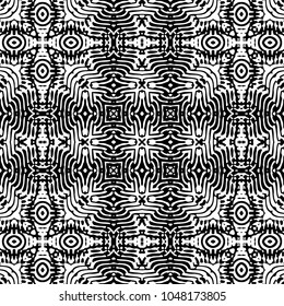Engraving endless abstract monochrome pattern. Texture for certificate or diploma, currency and money design. Single-leaf woodcut, xylography, printmaking. Vector Illustration
