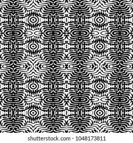 Engraving endless abstract monochrome pattern. Texture for certificate or diploma, currency and money design. Single-leaf woodcut, xylography, printmaking. Vector Illustration