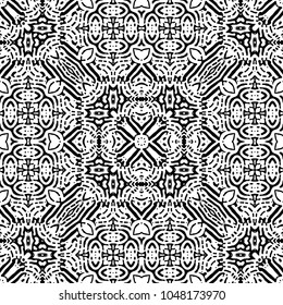 Engraving endless abstract monochrome pattern. Texture for certificate or diploma, currency and money design. Single-leaf woodcut, xylography, printmaking. Vector Illustration