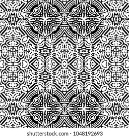 Engraving endless abstract monochrome pattern. Texture for certificate or diploma, currency and money design. Single-leaf woodcut, xylography, printmaking. Vector Illustration