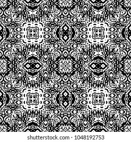 Engraving endless abstract monochrome pattern. Texture for certificate or diploma, currency and money design. Single-leaf woodcut, xylography, printmaking. Vector Illustration