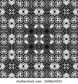 Engraving endless abstract monochrome pattern. Texture for certificate or diploma, currency and money design. Single-leaf woodcut, xylography, printmaking. Vector Illustration