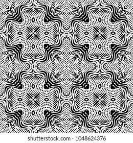 Engraving endless abstract monochrome pattern. Texture for certificate or diploma, currency and money design. Single-leaf woodcut, xylography, printmaking. Vector Illustration