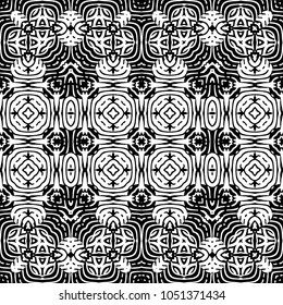 Engraving endless abstract monochrome pattern. Texture for certificate or diploma, currency and money design. Single-leaf woodcut, xylography, printmaking. Vector Illustration