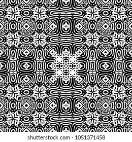 Engraving endless abstract monochrome pattern. Texture for certificate or diploma, currency and money design. Single-leaf woodcut, xylography, printmaking. Vector Illustration