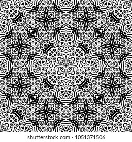 Engraving endless abstract monochrome pattern. Texture for certificate or diploma, currency and money design. Single-leaf woodcut, xylography, printmaking. Vector Illustration