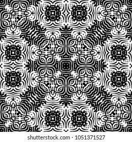 Engraving endless abstract monochrome pattern. Texture for certificate or diploma, currency and money design. Single-leaf woodcut, xylography, printmaking. Vector Illustration