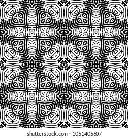 Engraving endless abstract monochrome pattern. Texture for certificate or diploma, currency and money design. Single-leaf woodcut, xylography, printmaking. Vector Illustration